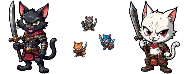 fixe gatos guerreiros reis e seus peões