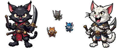 havalı samuray ve viking kedi savaşçılar