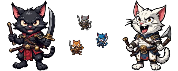 havalı samuray ve viking kedi savaşçılar
