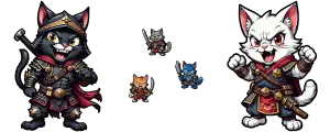guerreros gato geniales y sus formas de batalla pixeladas