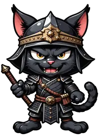 ухмыляющийся черный кот-воин солнца