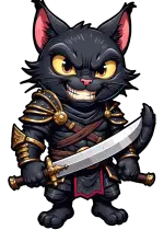 il sorriso dorato del gatto guerriero nero