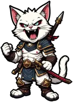 ruggito furioso del guerriero gatto bianco a petto nudo
