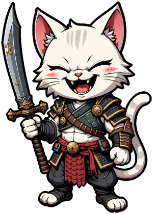 la risata di battaglia gioiosa del guerriero gatto bianco