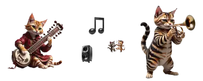 dans eden yavru kediler için kedi müzisyenlerin sitar ve korno harmanı