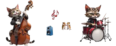 double bass and drum cats musicians for hamsters
