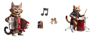 cachorrinhos dançarinos apreciam a polca dos gatos músicos