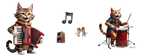 cachorrinhos dançarinos apreciam a polca dos gatos músicos