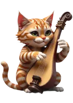 gülümseyen bir kızıl kedi kadim arpını çalar