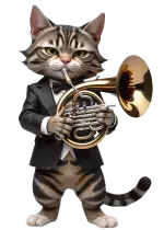 virtüöz bir kedi fransız kornosu çalar