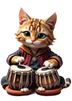 questo regale felino esegue un ritmico assolo di tabla