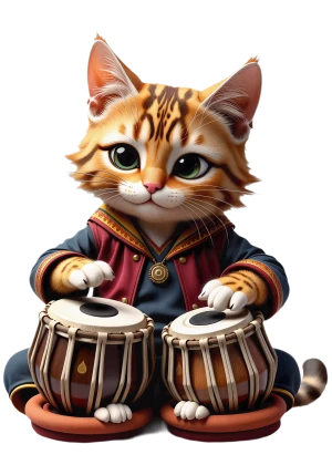 bu asil kedi ritmik bir tabla solosı çalıyor