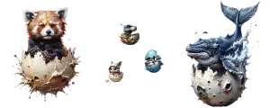 a hatch of animals from cratered worlds