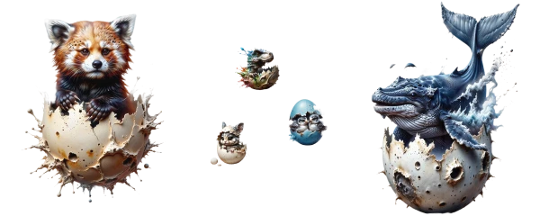 クレーターだらけの星々から現れた動物の群れ