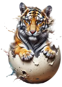 una feroce tigre nasce da un tizzone fratturato