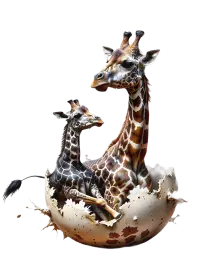 una giraffa leggendaria si schiude con il proprio erede