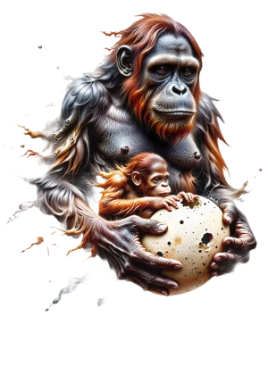 un orangután sabio alumbra una progenie moteada