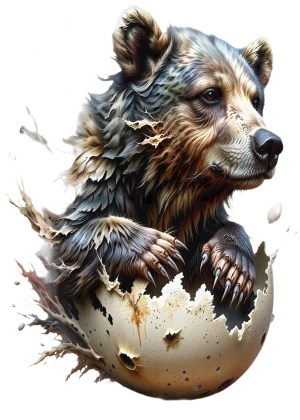 a thunderclap hatches the stone grizzly bear