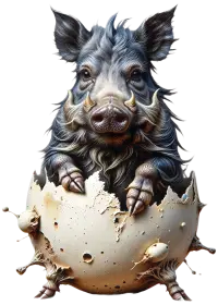 un cinghiale si schiude da un mondo di polvere