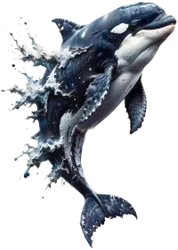 dove la mareggiata si infrange, un'orca nasce