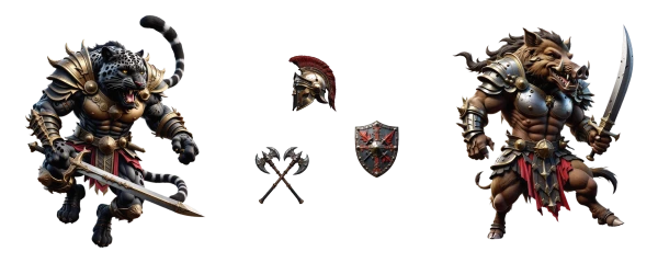 angry animal gladiators claw versus tusk