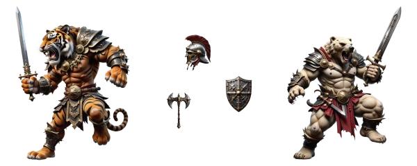 an arsenal divides the angry animal gladiators