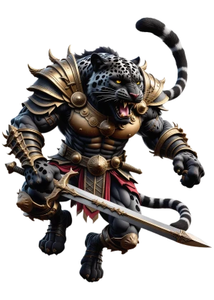 la furia dorata di un gladiatore leopardo nero arrabbiato