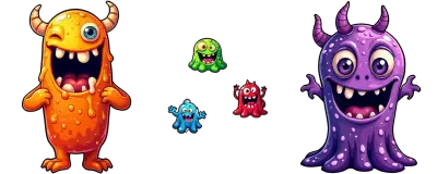 colored jelly monsters: big friends, little fun