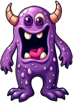violet jelly monster's glooping shout of joy