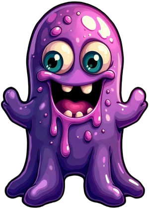 il ruggito entusiasta del mostro di gelatina viola sbavante